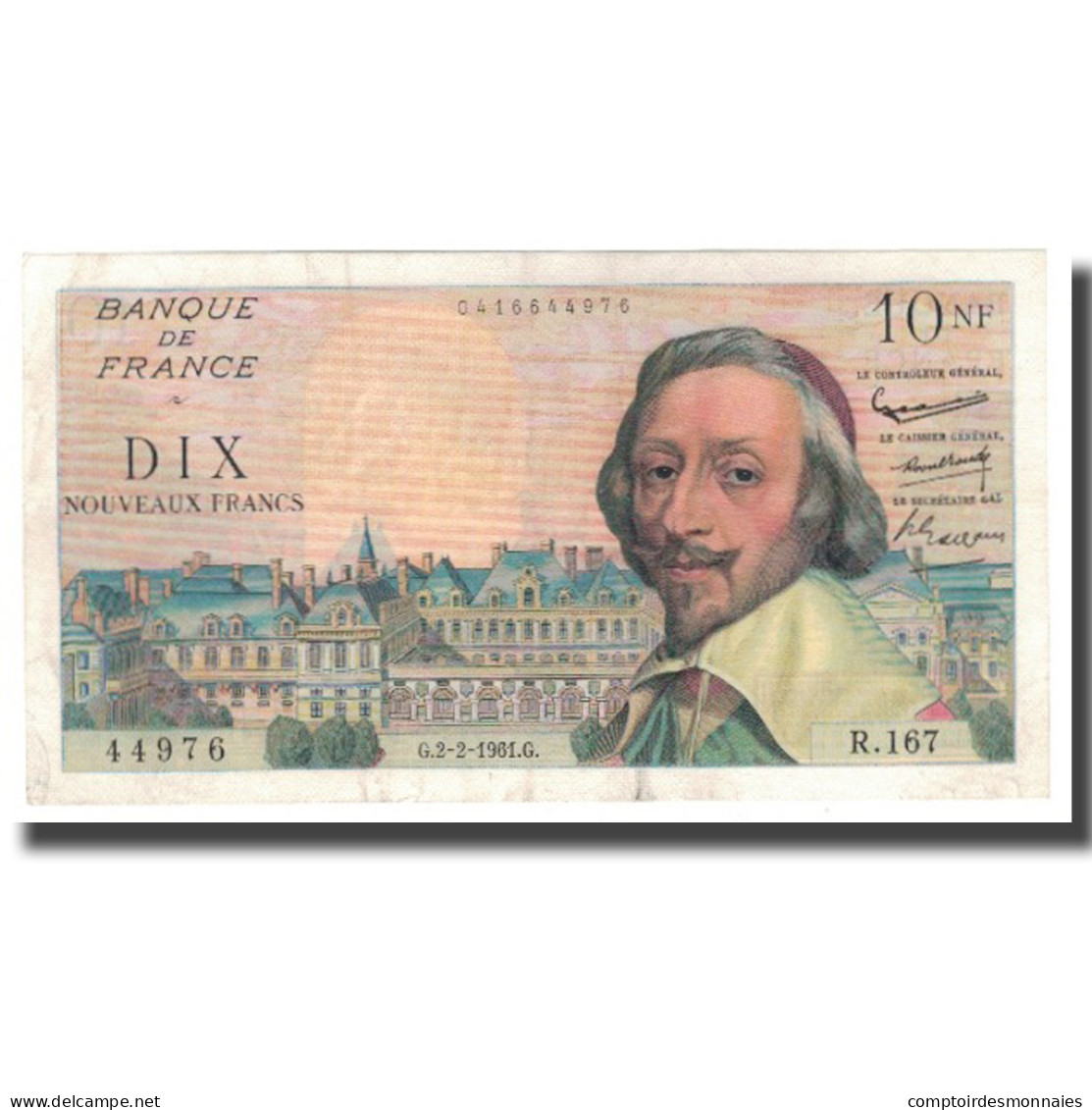 France, 10 Nouveaux Francs, 1961, 1961-02-02, SUP+, Fayette:57.14, KM:142a - 10 NF 1959-1963 ''Richelieu''