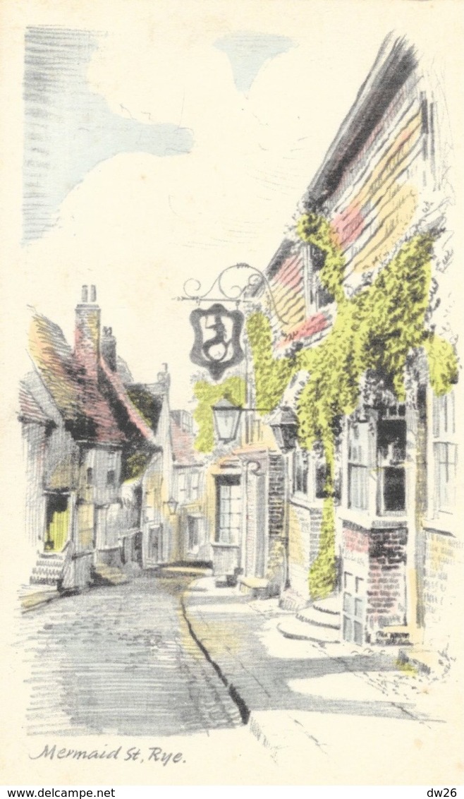 Mermaid Street - Rye - Illustration - Pencil Sketch Postcard - Rye