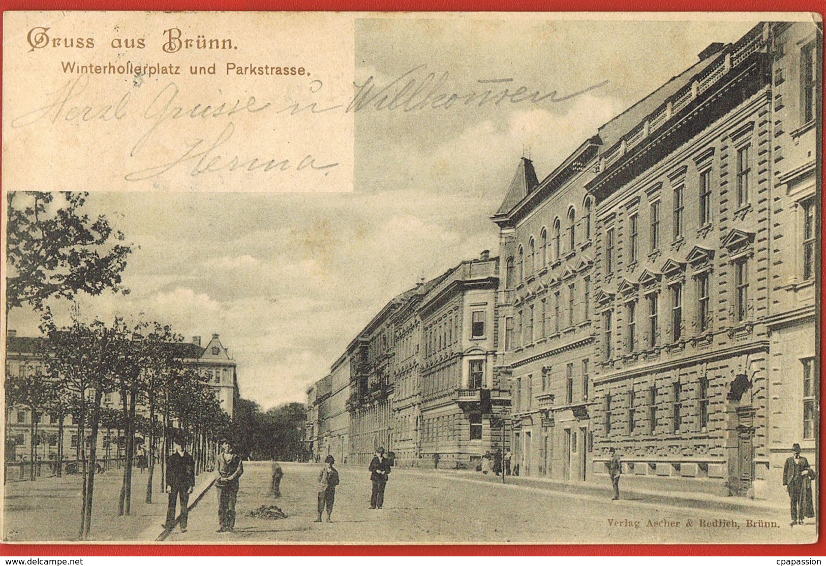 Gruss Aus BRUNN- TCHEQUIE- Winterholler -Platz Und Parkstrasse - Original Post-card Circulated 1900- -scans Recto Verso- - Tsjechië