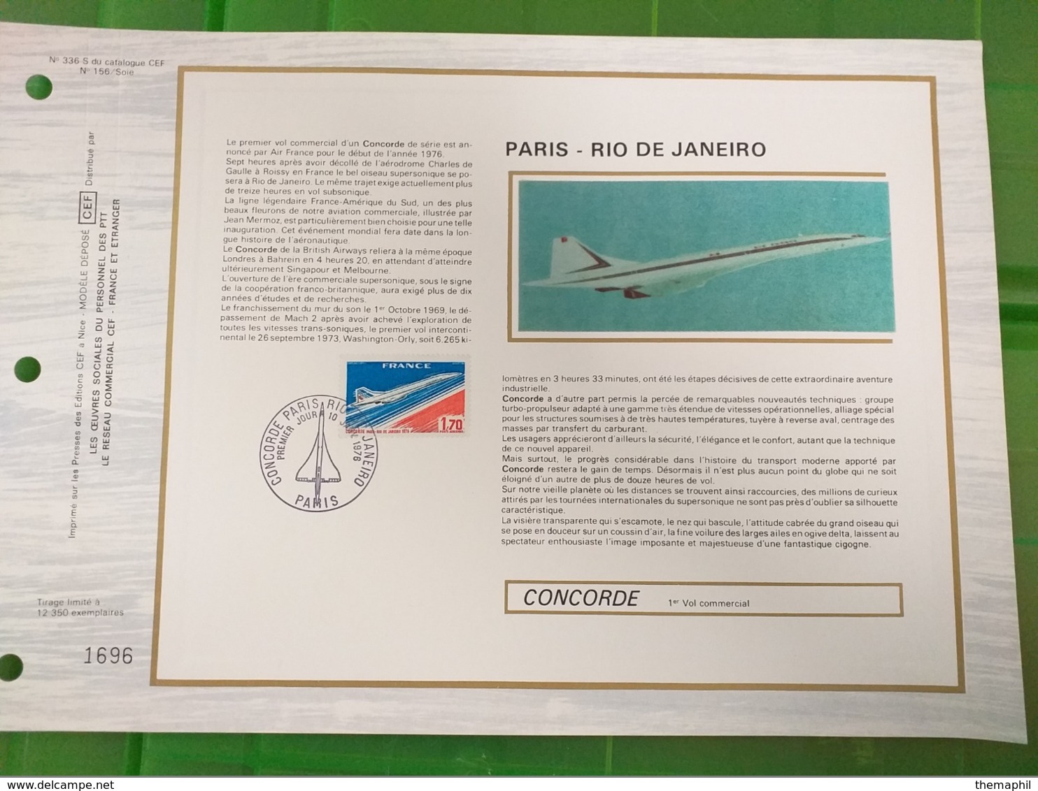 lot n° TH.1108  CONCORDE un bon lot sur le theme concorde