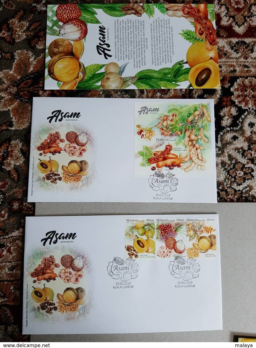 2019 Malaysia Sour Fruit Food Flower Flora Plant Tree Combo Set Folder FDC Stamp Set & MS Miniture Set Stamp Ms MNH - Malaysia (1964-...)