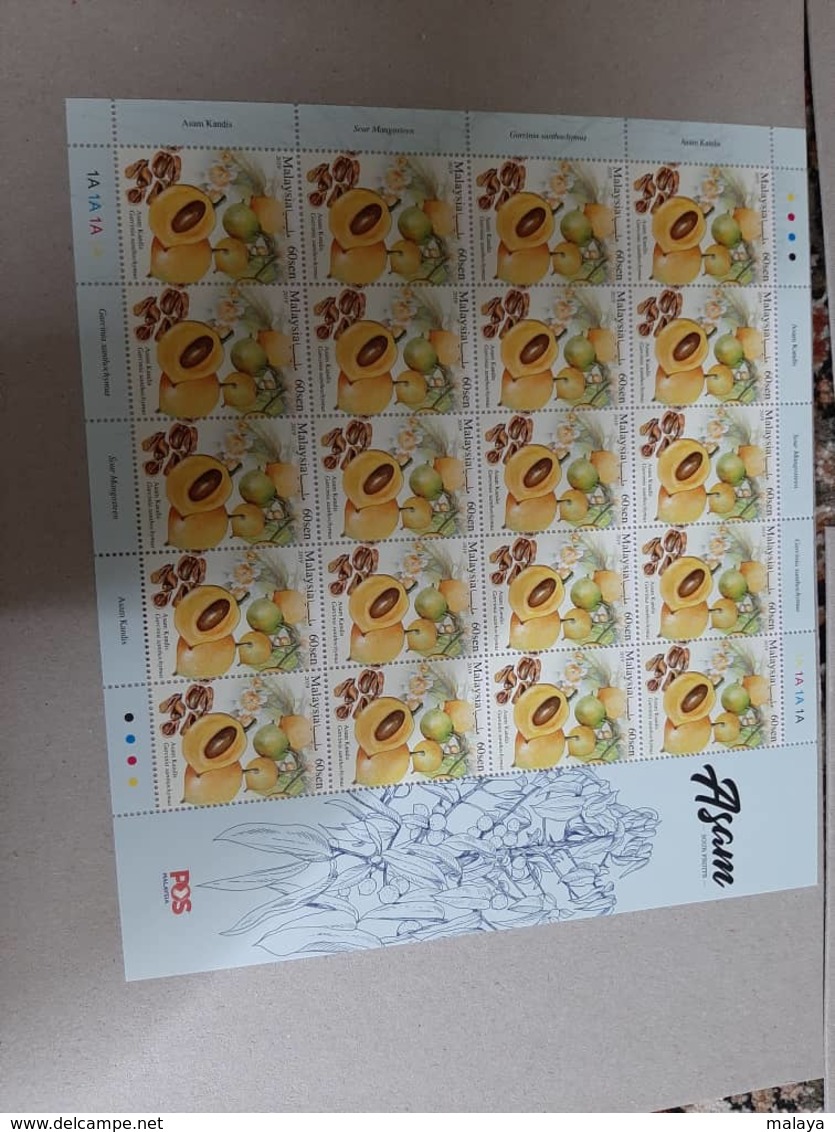 2019 Malaysia Sour Fruit Food Flower Flora Plant Tree Combo Stamp Set Sheet Sheelet 3v - Malaysia (1964-...)