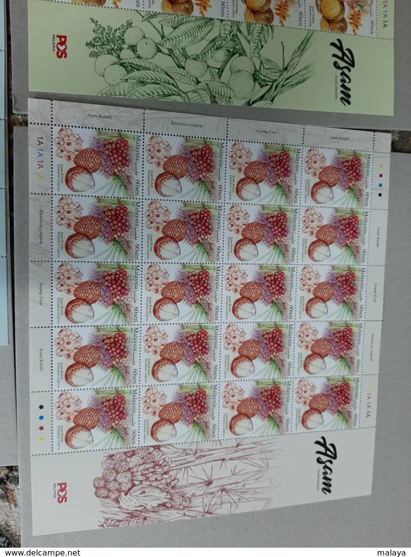 2019 Malaysia Sour Fruit Food Flower Flora Plant Tree Combo Stamp Set Sheet Sheelet 3v - Malaysia (1964-...)