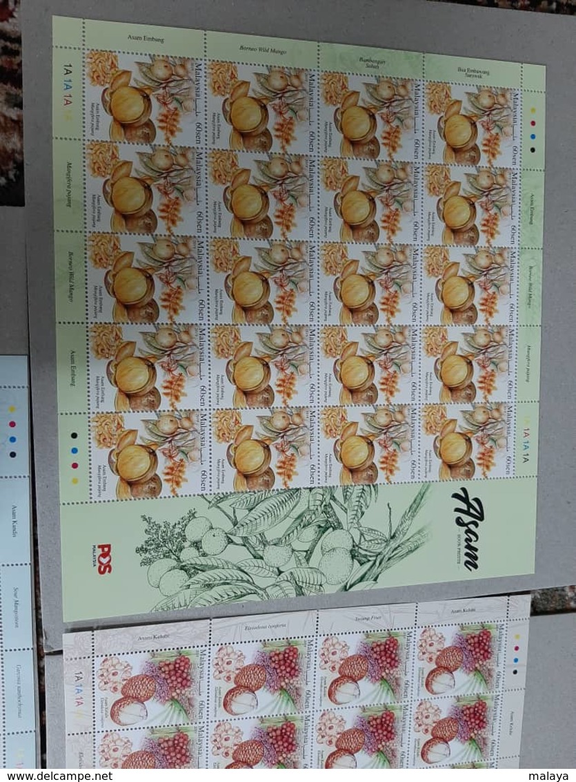 2019 Malaysia Sour Fruit Food Flower Flora Plant Tree Combo Stamp Set Sheet Sheelet 3v - Malaysia (1964-...)