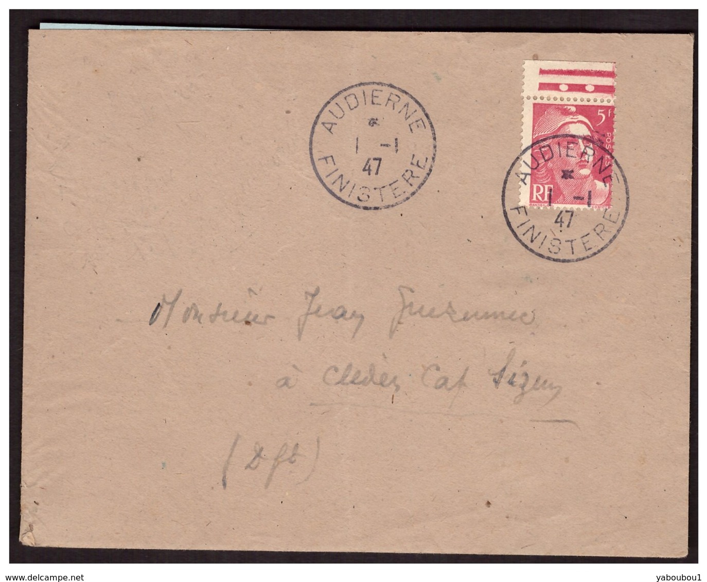 GANDON 5 Fr ROSE Seul Sur Lettre Du 1 1 47 - 1921-1960: Modern Tijdperk