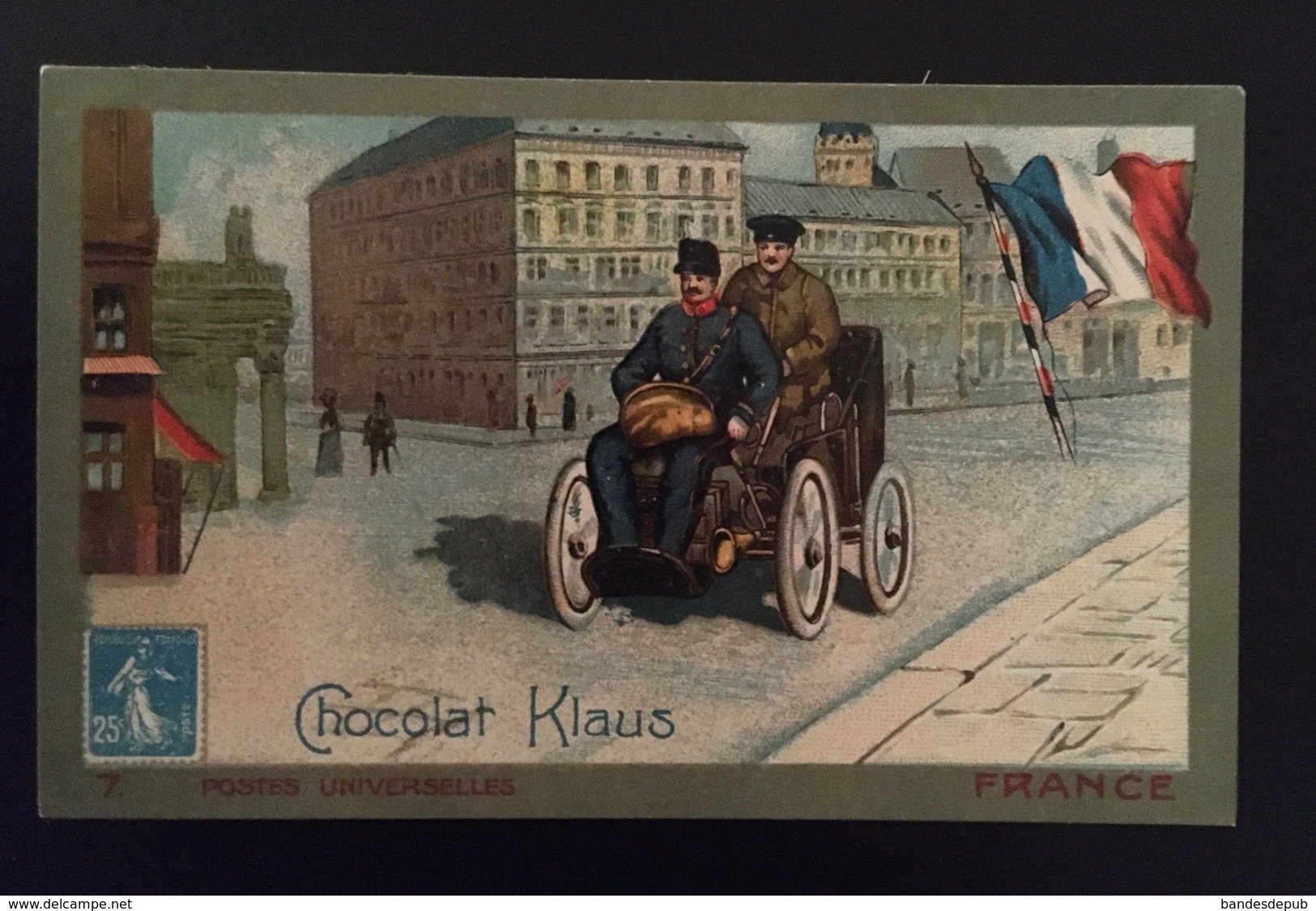 France Facteur Poste Voiture Invalide  Chocolat Klaus Chromo Postes Universelles - Andere & Zonder Classificatie