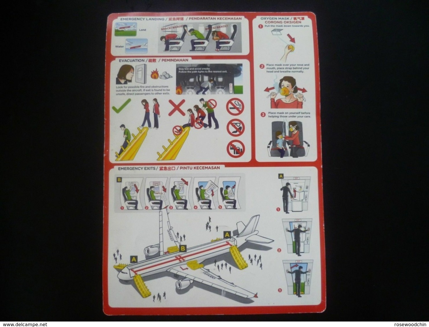Airlines Air Asia Airbus A320-200 Safety Information Card (#5) - Veiligheidskaarten
