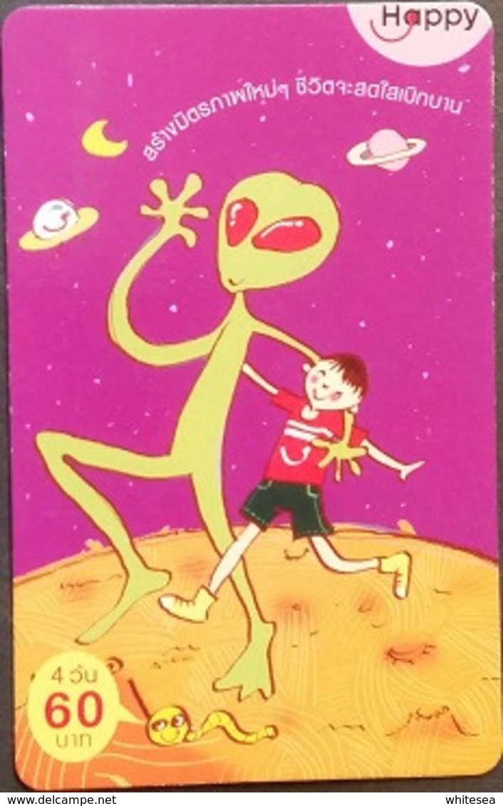 Mobilecard Thailand - Happy - Zeichnung - Alien - Weltall - Planeten - 60 (3.1) - Thaïland