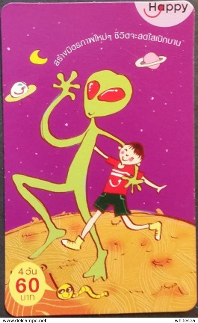 Mobilecard Thailand - Happy - Zeichnung - Alien - Weltall - Planeten - 60 (3.4) - Thaïland