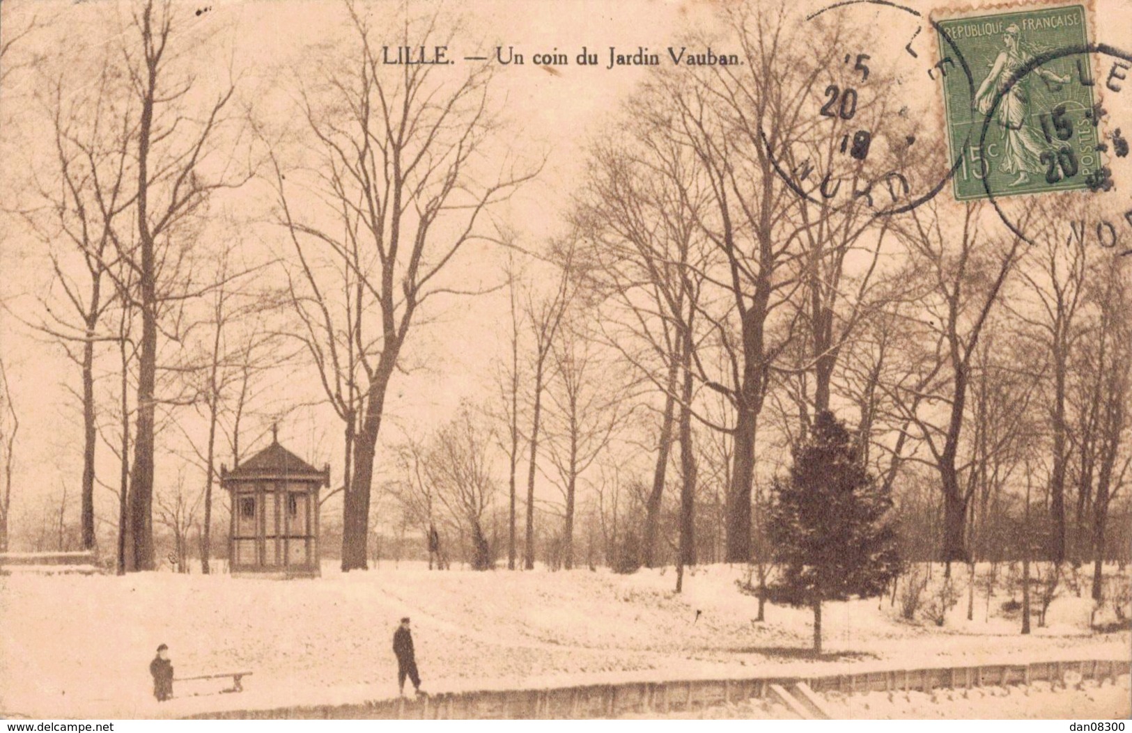 RARE  59 LILLE UN COIN DU JARDIN VAUBAN SOUS LA NEIGE - Lille