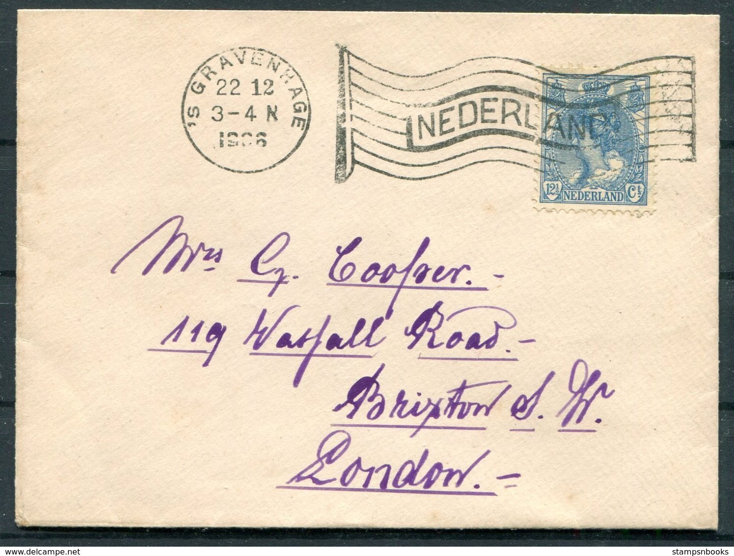 Netherlands Gravenhage NEDERLAND Flag Machine Cancel Cover - London GB - Covers & Documents