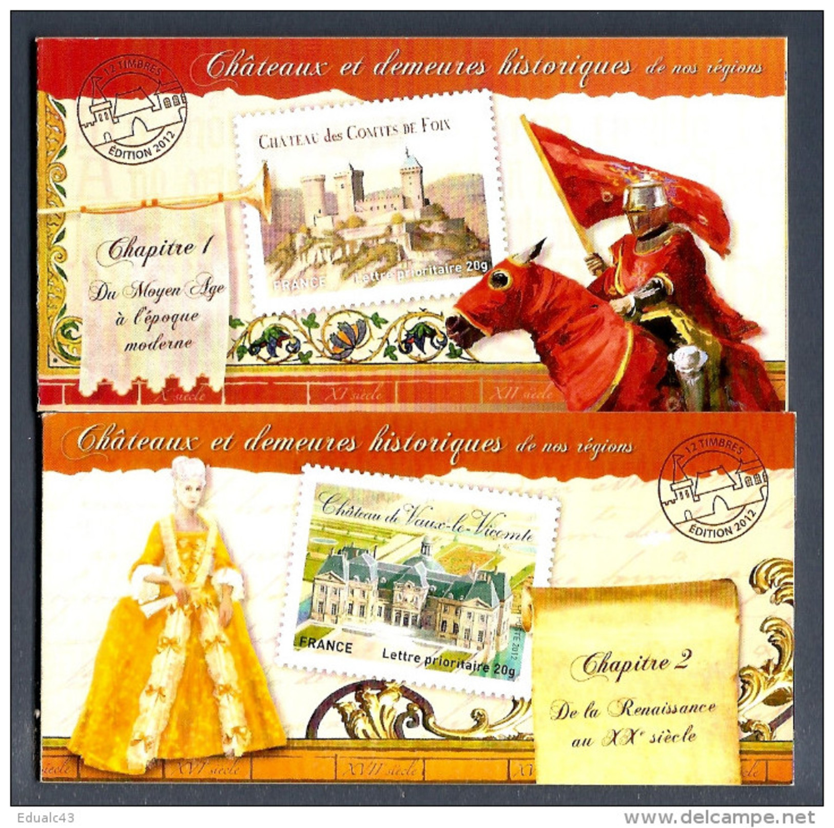 2012- Carnets Adhésifs CHATEAUX Et DEMEURES (1 Et 2) -N° BC 714 Et 726 -NEUFS -LUXE ** NON Pliés - Gelegenheidsboekjes