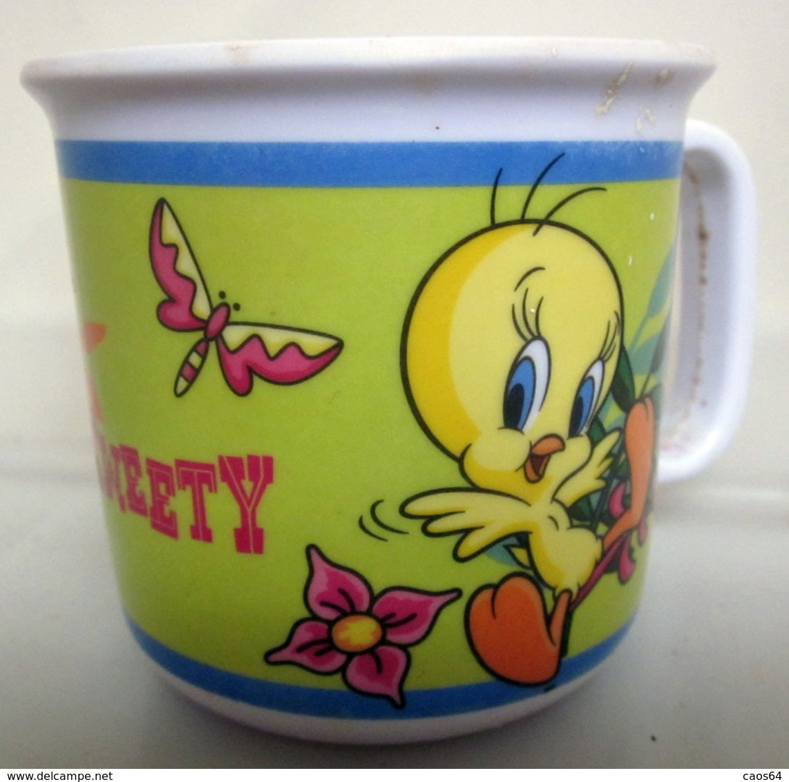 TWEETY TITTI WARNER BROS TAZZA PLASTIC VINTAGE GALBI - GALBANI - Kopjes