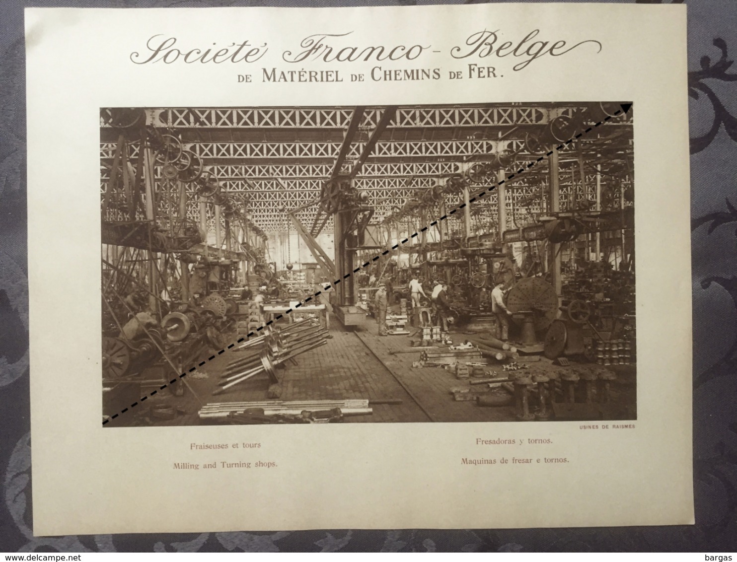 Affiche - Planche Train FRANCO BELGE DE MATERIEL DE CHEMINS DE FER Usine De Raismes Fraiseuse Et Tour Outil - Chemin De Fer