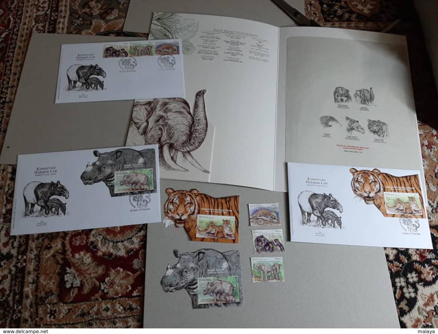 2019 Folder Set FDC & Stamps Malaysia Wildlife Conservation Tiger Rhino Bear Elephant Wild Animals Fauna - Malaysia (1964-...)