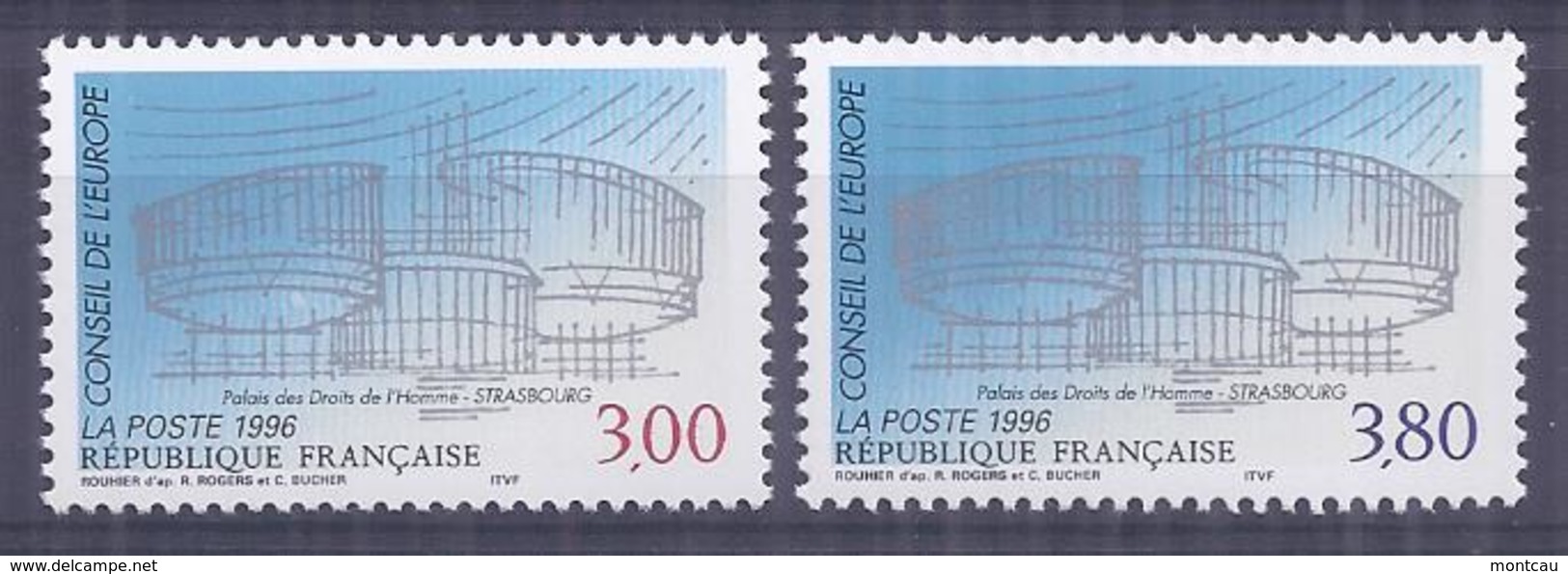 Francia 1996. YT = Ser 116-17 - Nuevos Sin Fijasellos (**). Consejo De Europa - Mint/Hinged