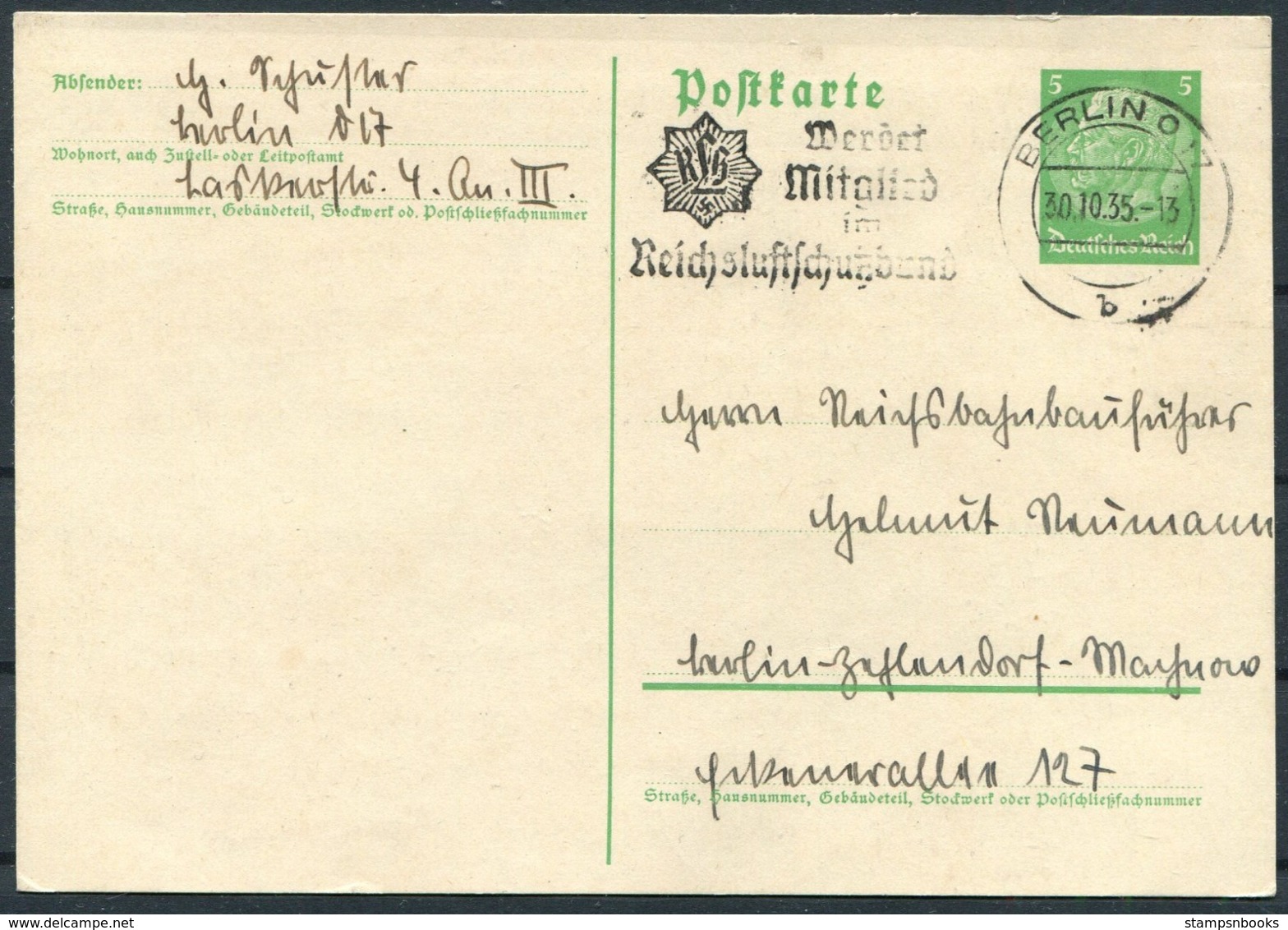 1935 Germany Stationery Postcard. Berlin Propaganda Slogan - Covers & Documents