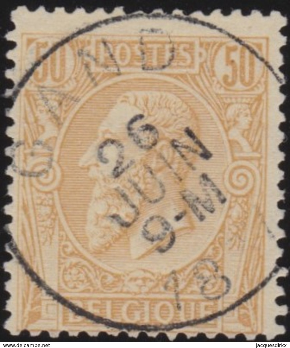 Belgie      .    OBP     .    50       .   O     .   Gebruikt   .   /    .   Oblitéré - 1884-1891 Leopold II