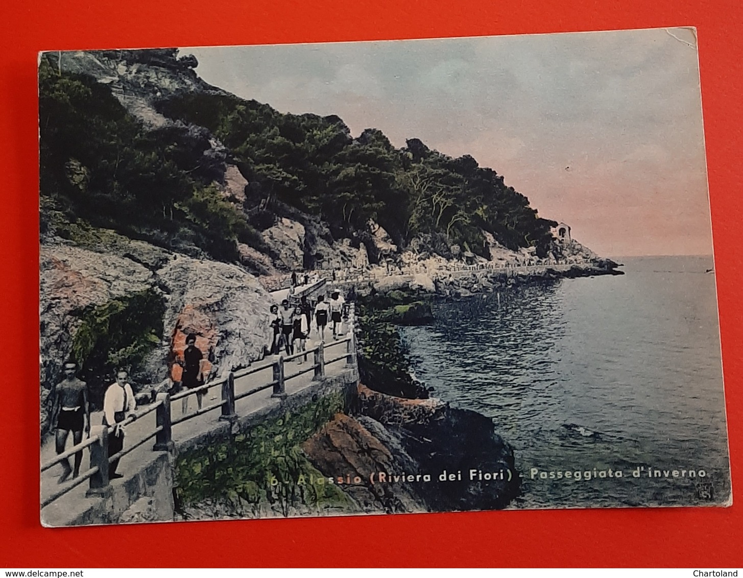 Cartolina Alassio - Riviera Dei Fiori - Passeggiata D' Inverno - 1952 - Savona