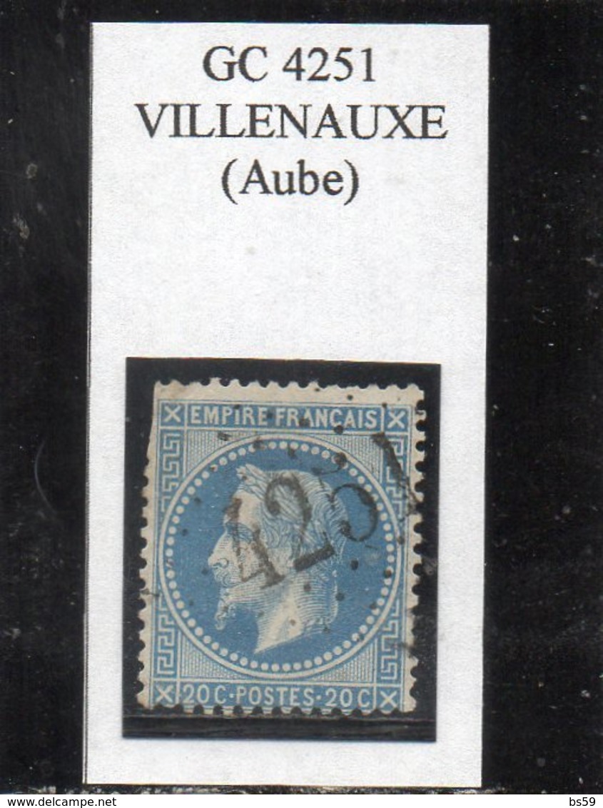 Aube - N° 29B Obl GC 4251 Villenauxe - 1863-1870 Napoléon III Lauré