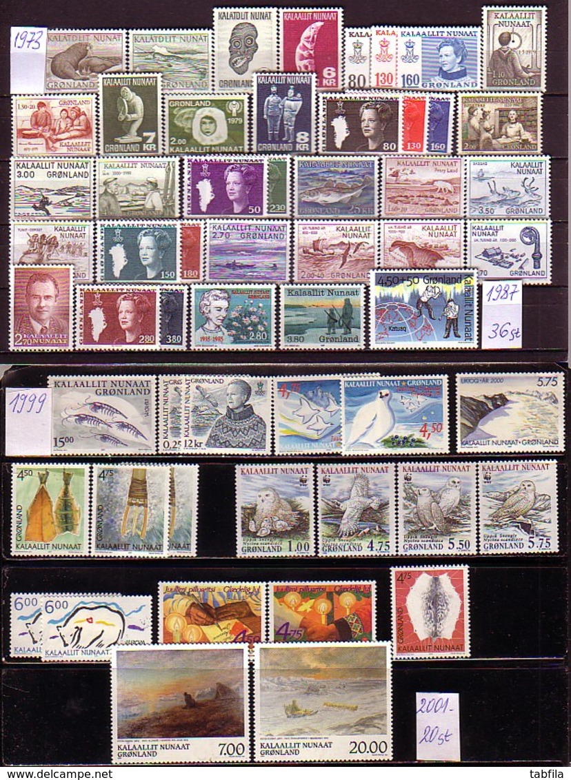 GREENLAND - 1973 - 2001 - Mixe - 56 Tim. MNH ** - Lots & Serien