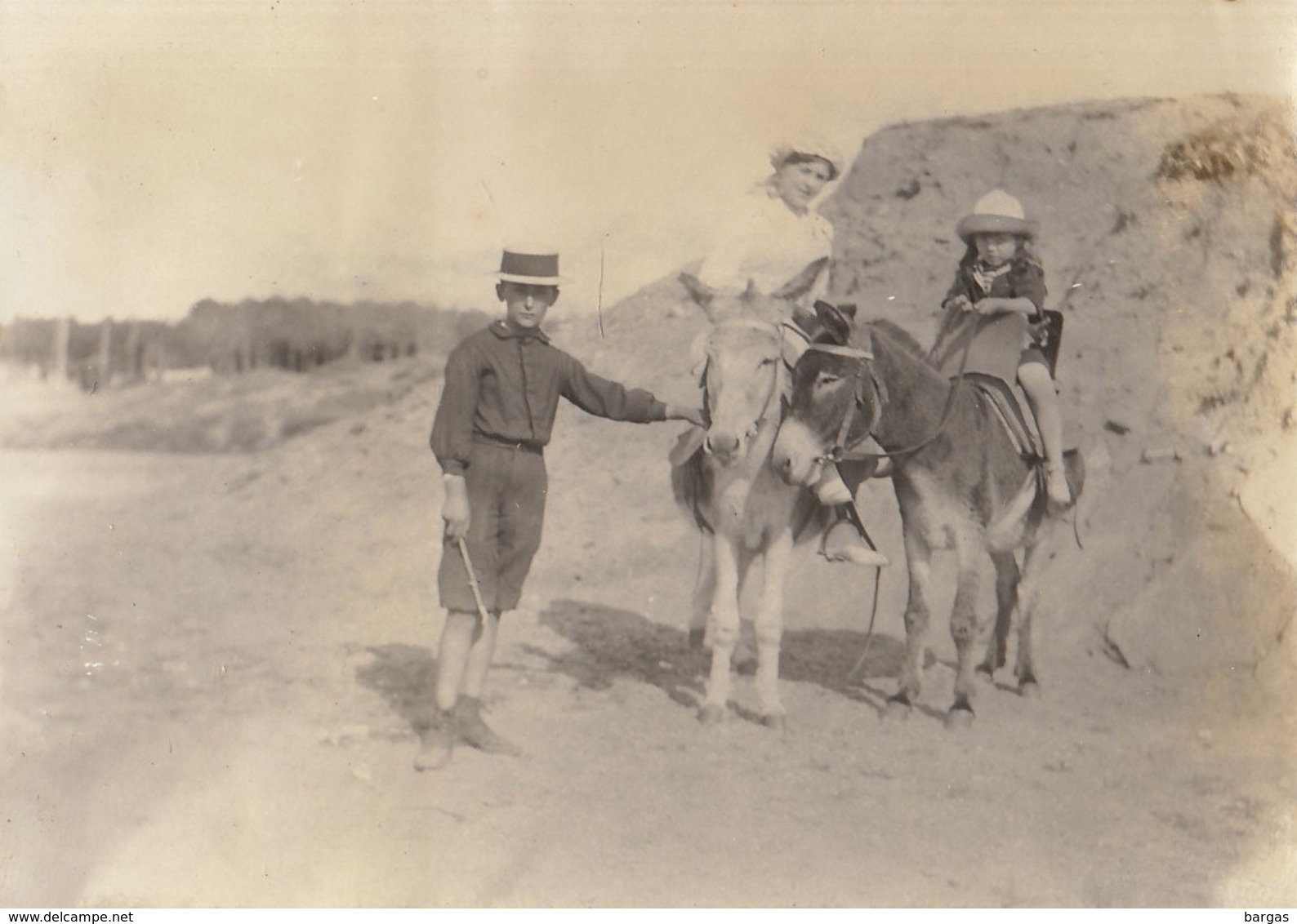 4 Photos Originales Les Sables D'olonne Vendée Promenade âne En 1913 Format 13x9cm - Orte