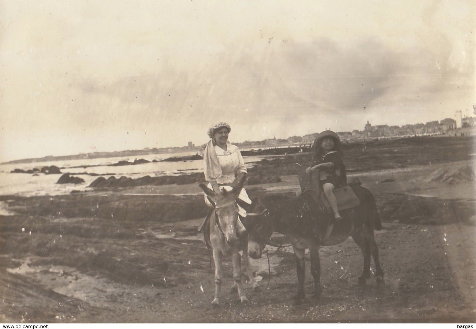 4 Photos Originales Les Sables D'olonne Vendée Promenade âne En 1913 Format 13x9cm - Orte