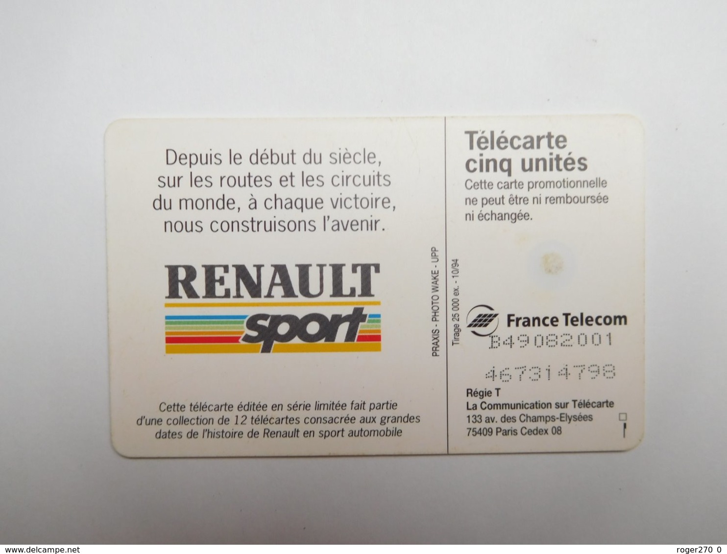 Télécarte Privée , 5U , Gn121 , Auto Renault 1973 , Alpine Berlinette - Privat