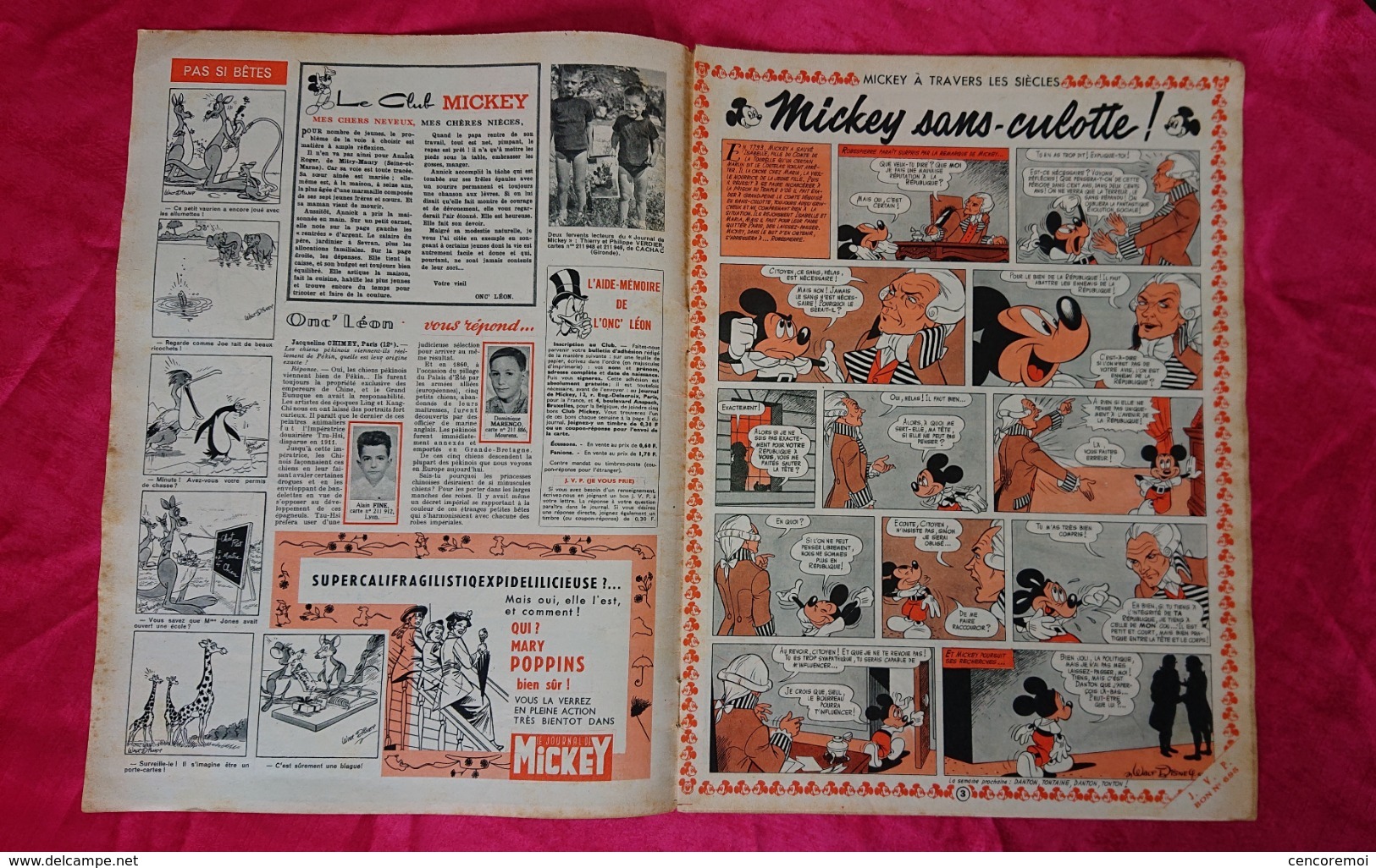 bandes dessinées ancienne le journal de Mickey N°695, 1965 Walt Disney