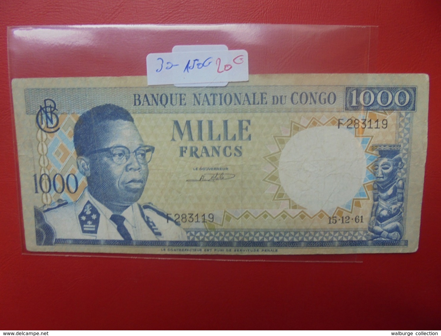 CONGO 1000 FRANCS 1961 CIRCULER - République Démocratique Du Congo & Zaïre