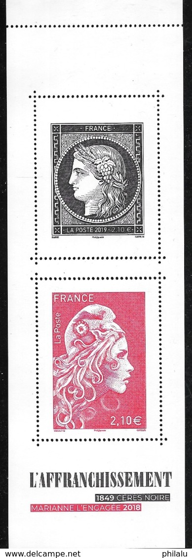 FRANCE 2.10 € Noir Cérès + Marianne L'engagée 2.10 Rouge ** Grands Format Issus Du Carnet L' Affranchissement . - Neufs