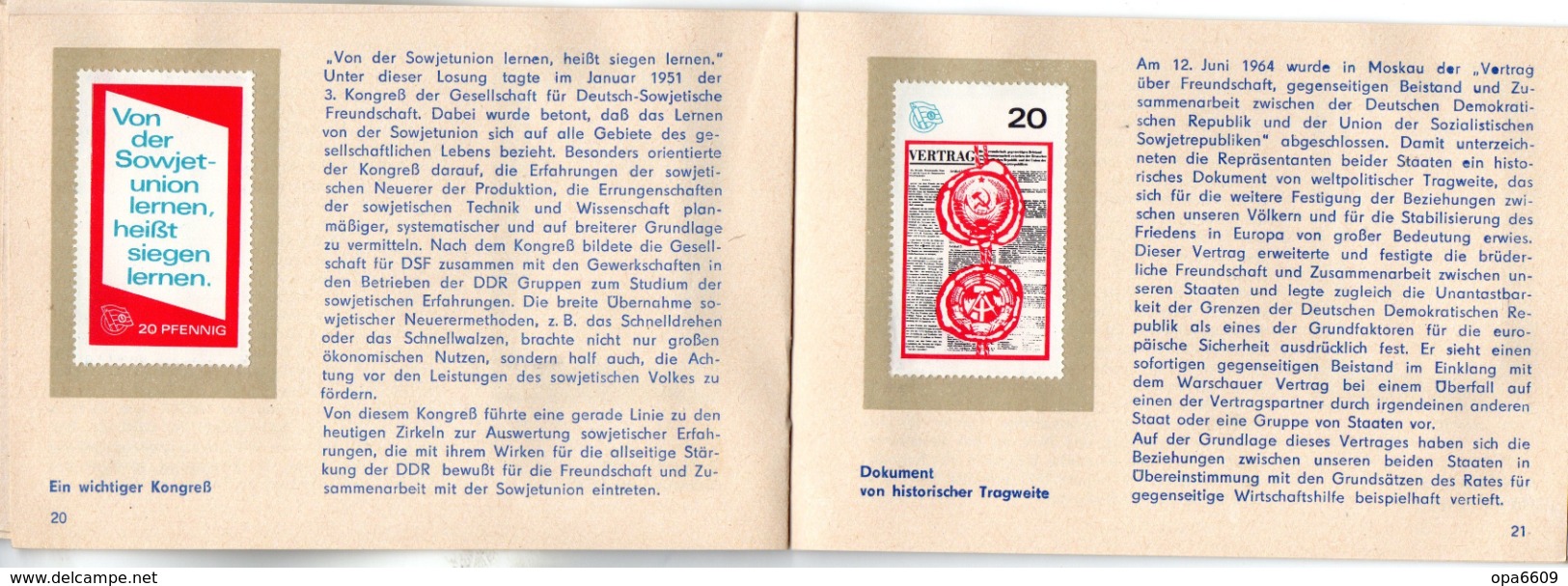 (Kart-ZD)DDR Sammelheft für die DSF-Sondermarkenserie 1972 "Freundschaft des Herzens und der Tat" kompl. mit 21 Marken