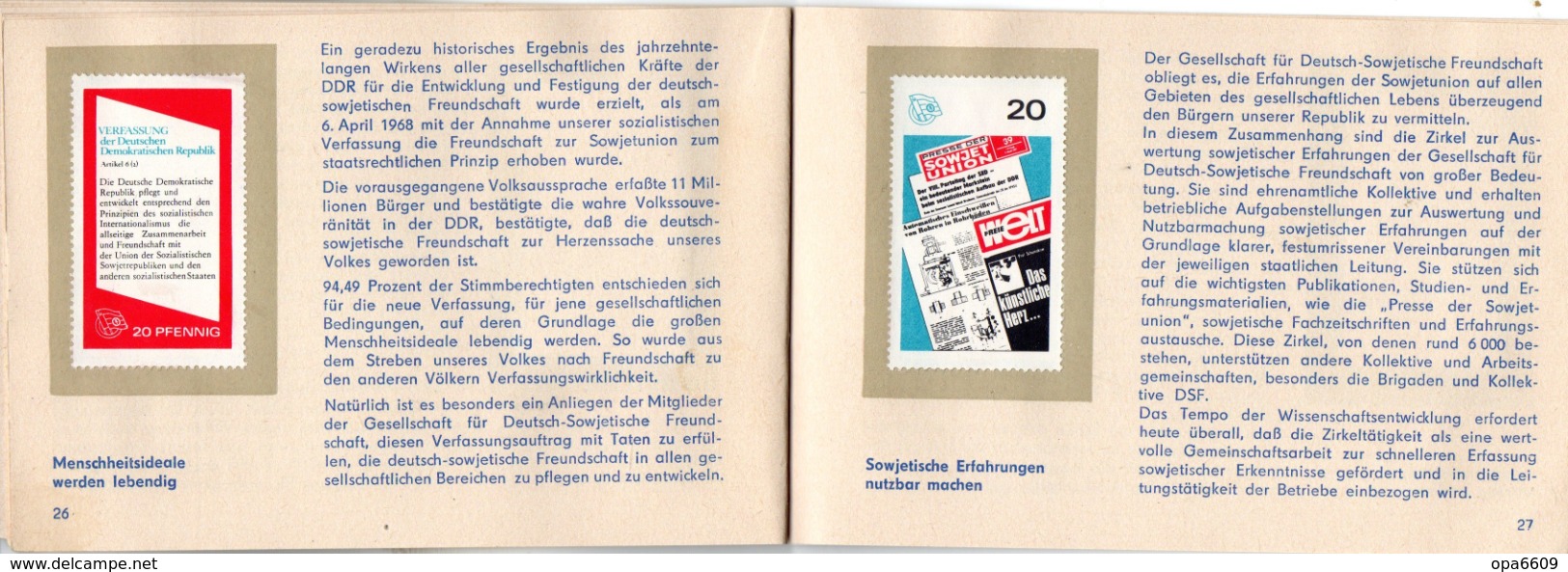 (Kart-ZD)DDR Sammelheft für die DSF-Sondermarkenserie 1972 "Freundschaft des Herzens und der Tat" kompl. mit 21 Marken