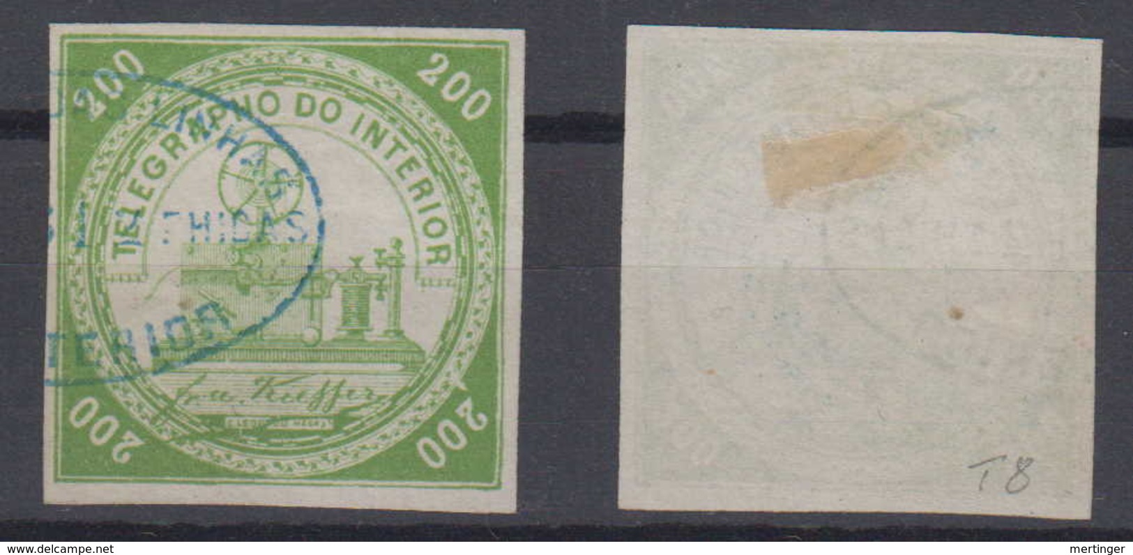 Brazil Brasil Telegrafo Telegraph 1869 200R Used Kiefer Good Margins - Telegrafo