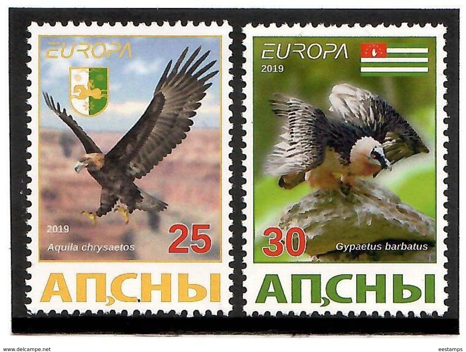 Georgia / Abkhazia  . EUROPA 2019. National Birds. (Arms,Flag) 2v :25,30 - Georgia