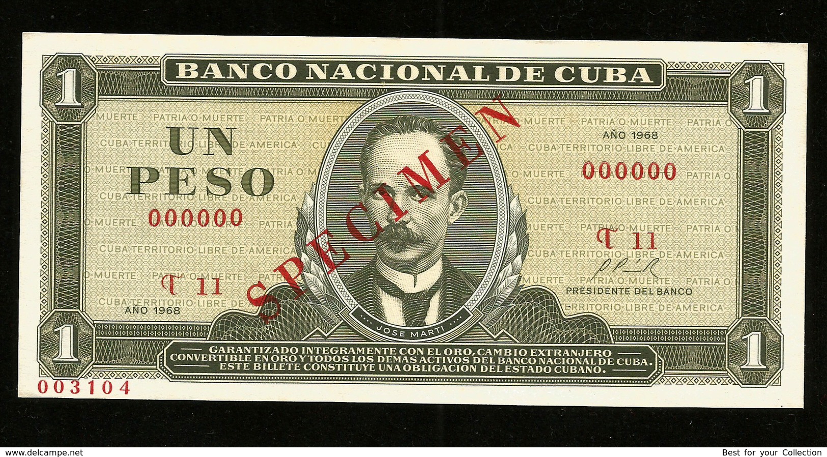 * Cuba 1 Peso 1968  ! SPECIMEN ! UNC - Cuba