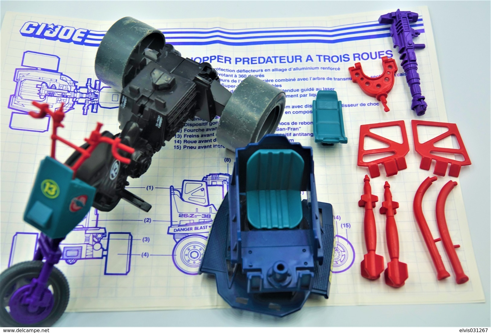 Vintage ACTION FIGURE GI JOE: Dreadnok Cycle [Dreadnok tri-cycle]  with BLUEPRINT(BOOKLET) - Original 1987 - Hasbro