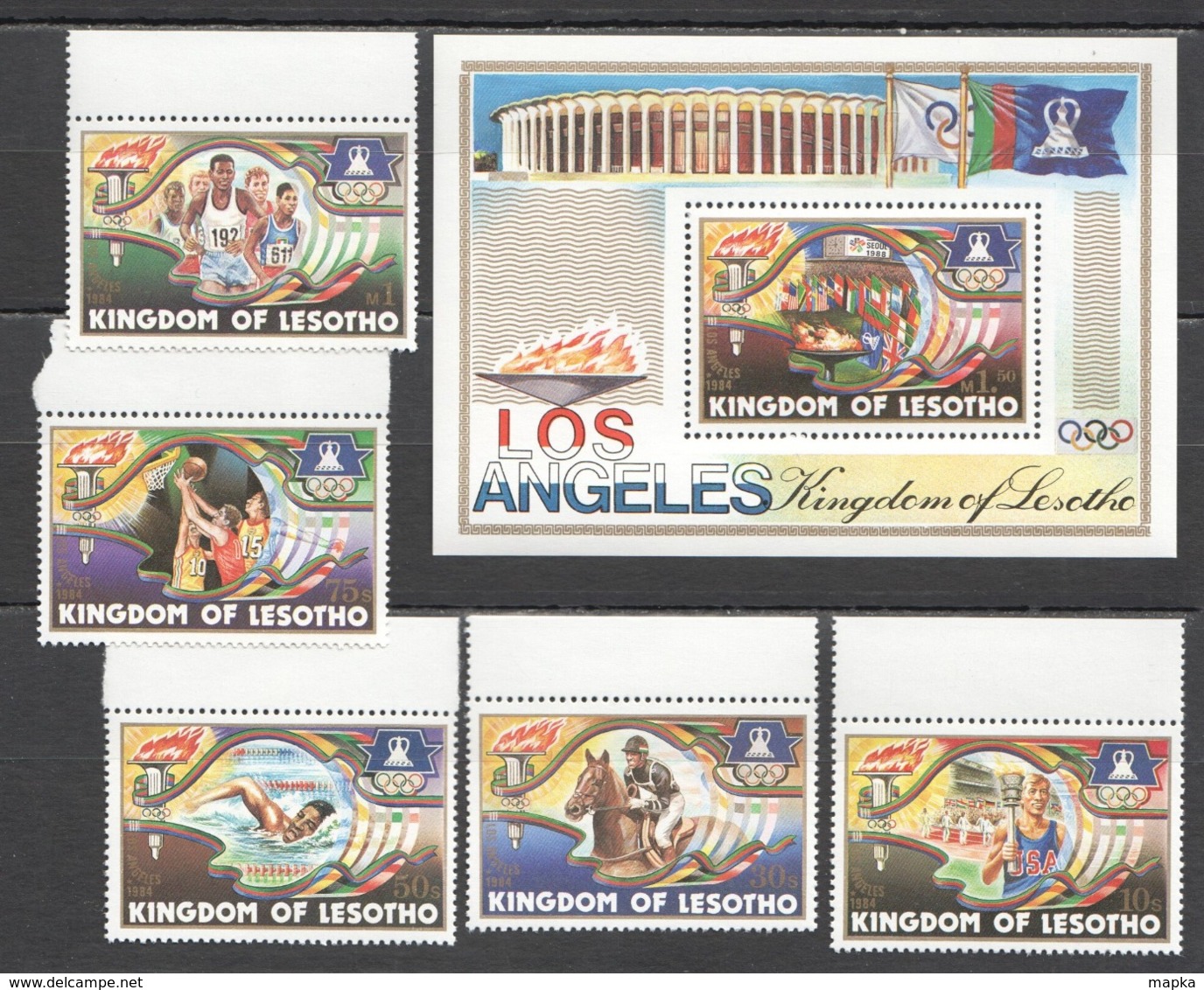 A721 1984 LESOTHO SPORT OLYMPIC GAMES LOS ANGELES 84 USA SET+BL MNHNH - Sommer 1984: Los Angeles