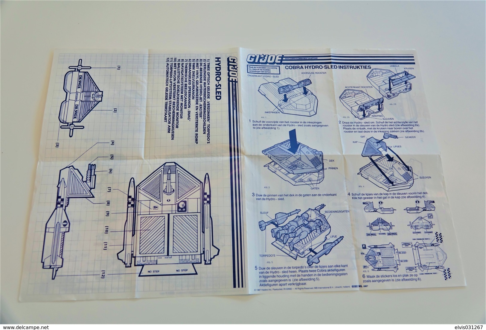 Vintage ACTION FIGURE GI JOE : Cobra Hydro-sled WITH BLUEPRINT (BOOKLET)  - Original Hasbro 1986 - Hasbro - GI JOE - Action Man