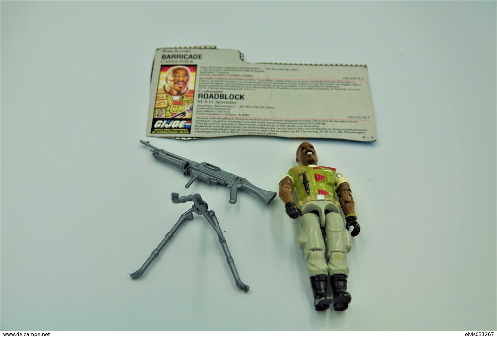 Vintage ACTION FIGURE GI JOE : ROADBLOCK [Heavy Machine Gunner] With Accessories And Card - Original 1987 - Hasbro - - Action Man