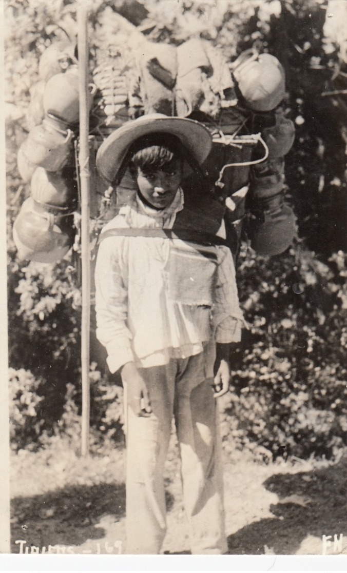 RP: Native Man W/ Large Backpack , Mexico , 1910-30s - Mexico