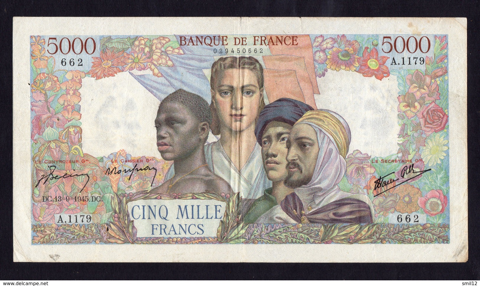 France- 5000 Francs Empire Du 13/09/1945 - A.1179 - 5 000 F 1942-1947 ''Empire Français''