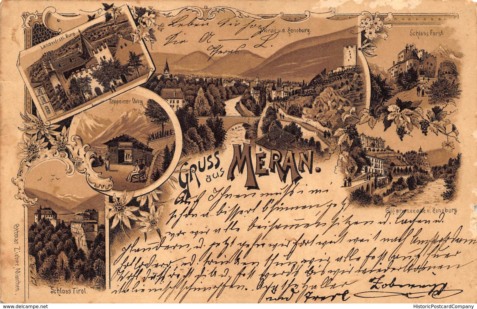 GRUSS Aus MERAN ITALY ~ 1898 OTTMAR ZIEHER MULTI IMAGE PHOTO POSTCARD 42325 - Merano