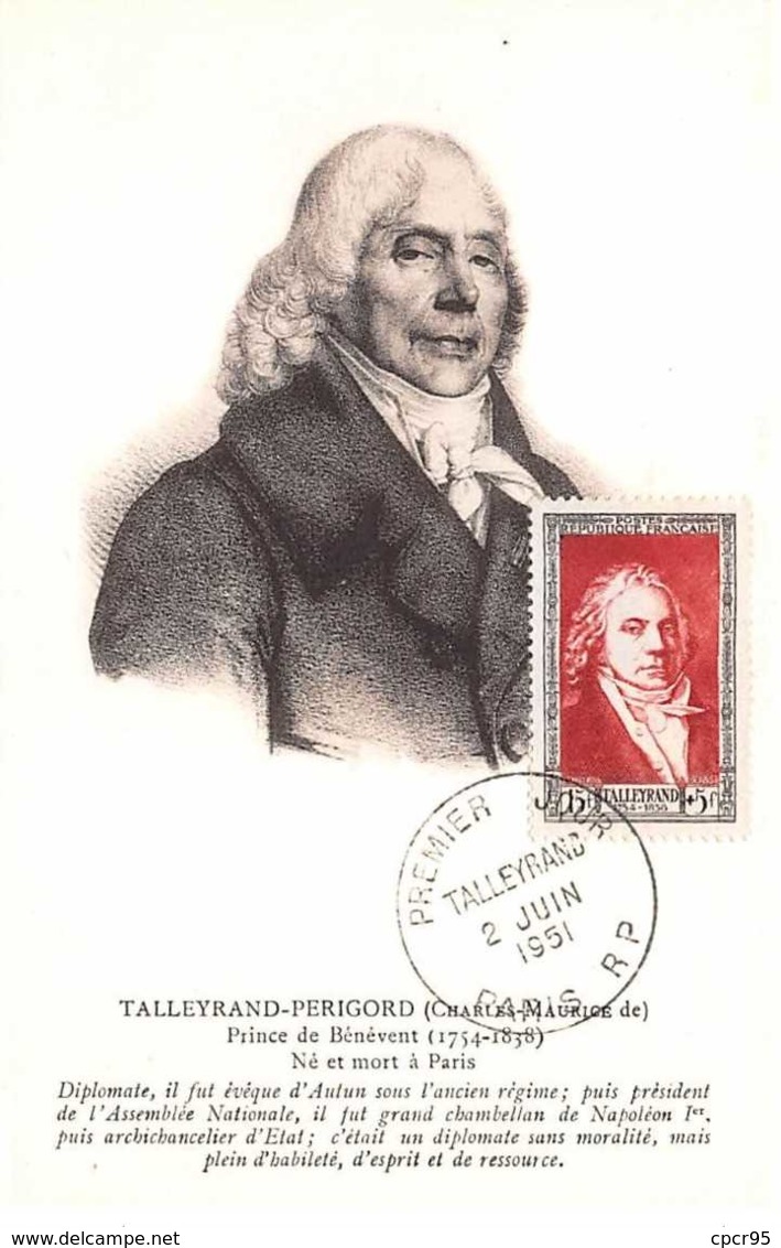 1951 .carte Maximum .france .102279 .talleyrand Perigord .cachet Paris . - 1950-1959