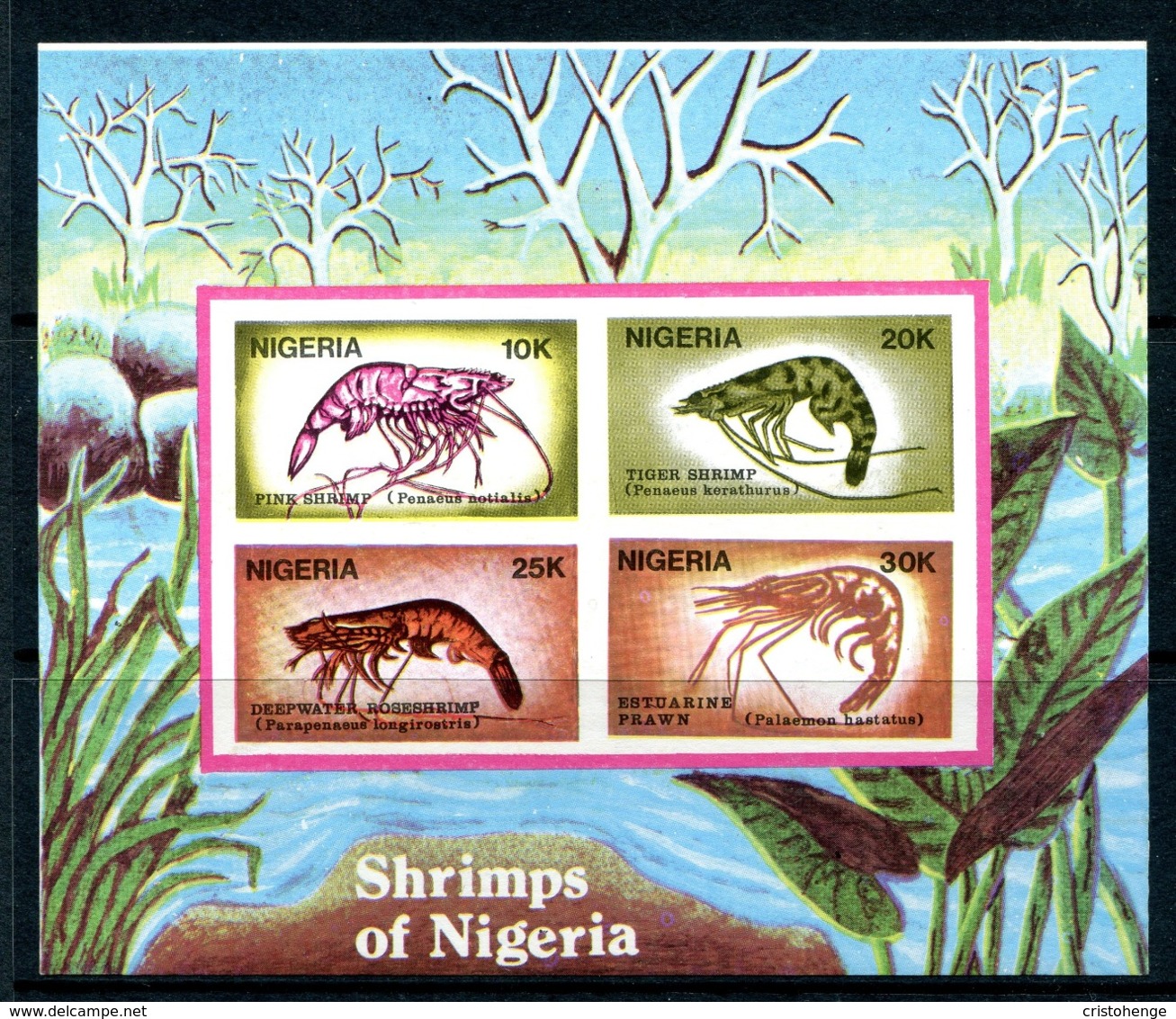 Nigeria 1988 Shrimps MS - ERROR - Imperf. MNH (SG MS564 Variety) - Nigeria (1961-...)