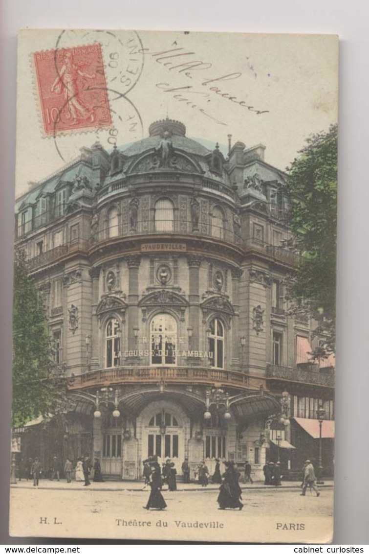 LE THÉATRE DU VAUDEVILLE - 1906 - Paris 9eme - Colorisée - Animée - Arrondissement: 09