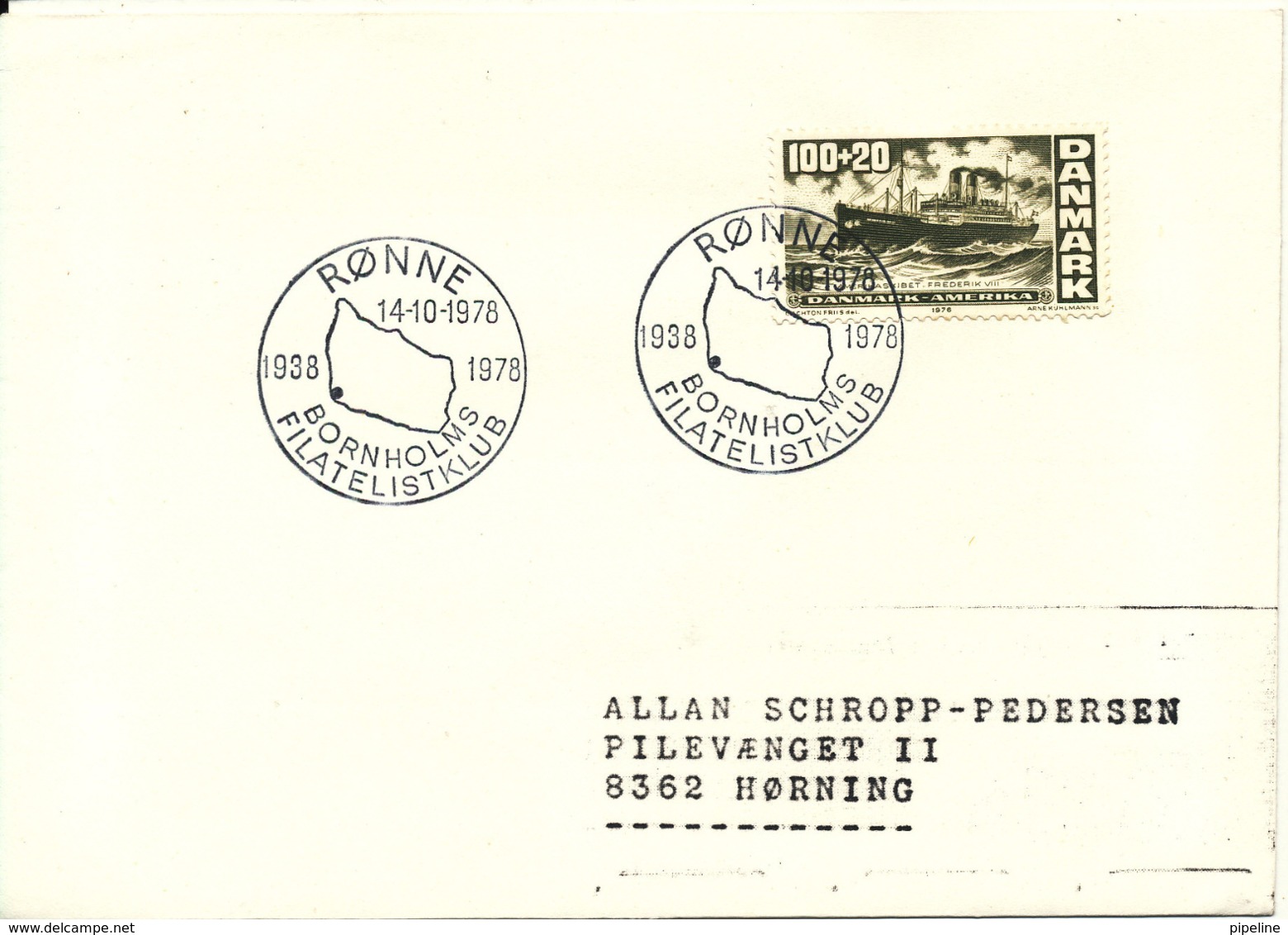 Denmark Cover Rönne 14-10-1978 Single Franked Bornholms Filatelistklub 40 Years Anniversary - Covers & Documents