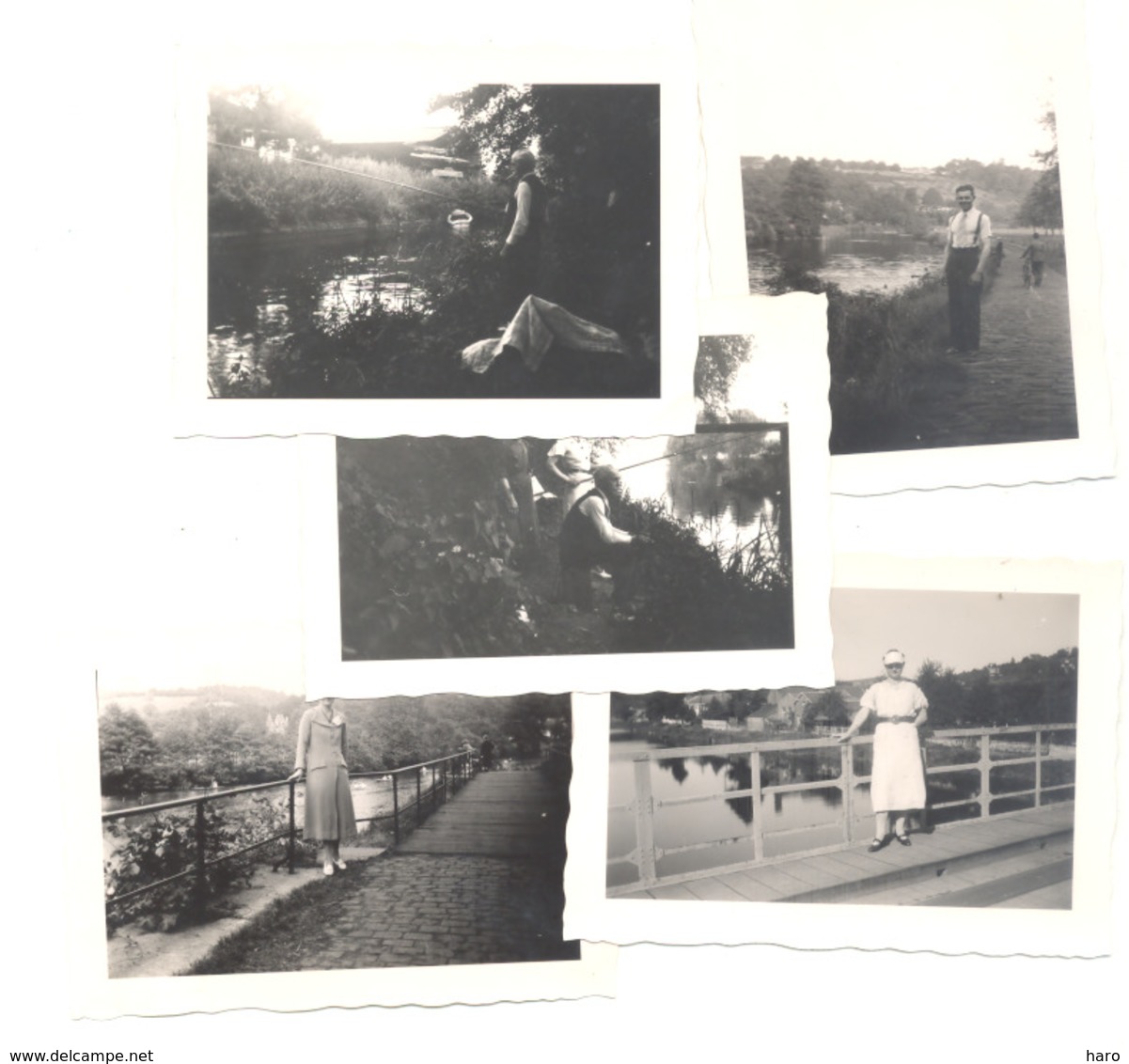 Lot De 5 Photos ( +/- 6 X 9 Cm ) - Partie De Pêche à Sauheid  + ...( Embourg ) En 1938 (b259) - Places