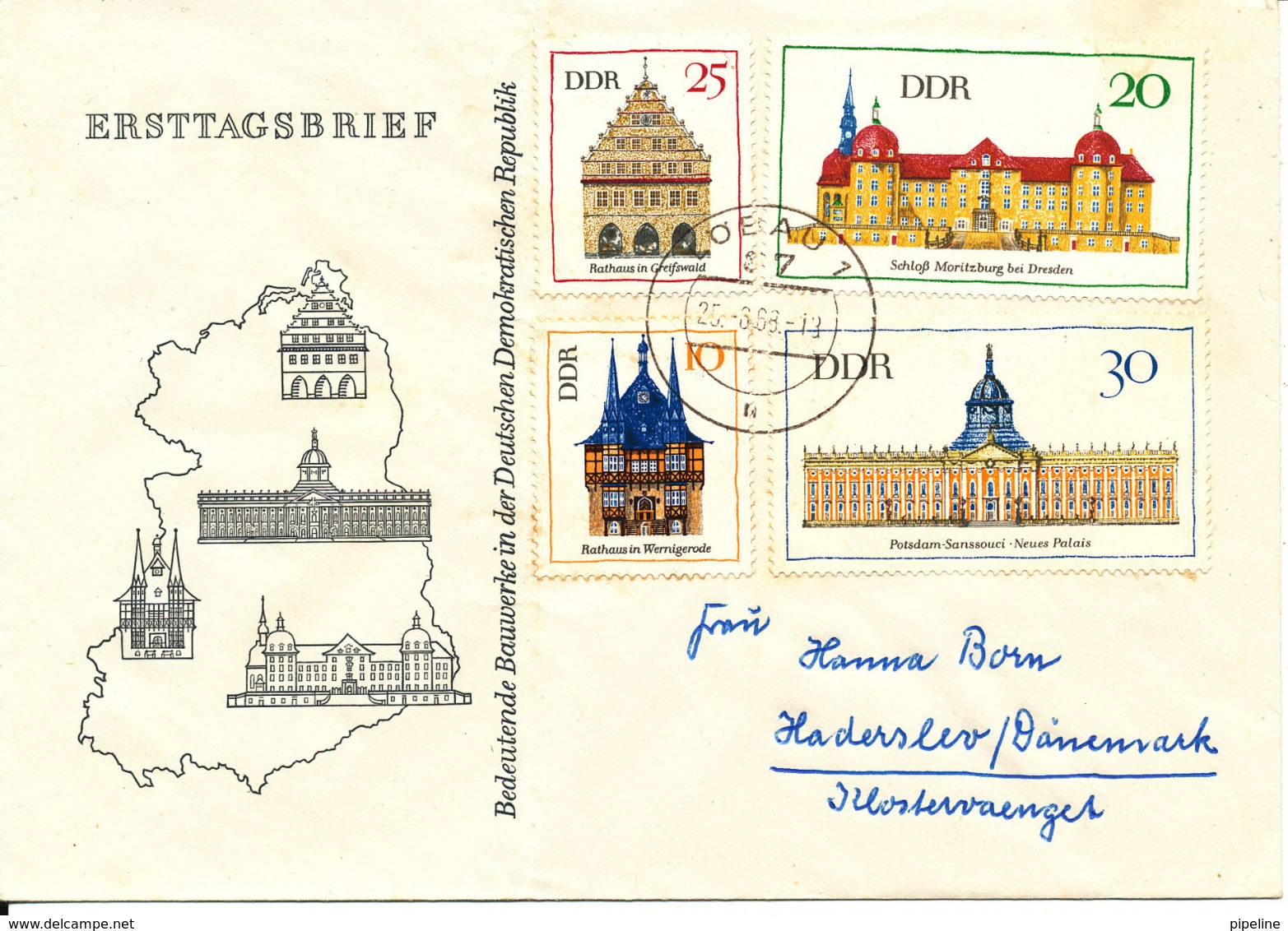 Germany DDR  25-6-1968 Buildings In DDR Not Complete With Cachet - Other & Unclassified