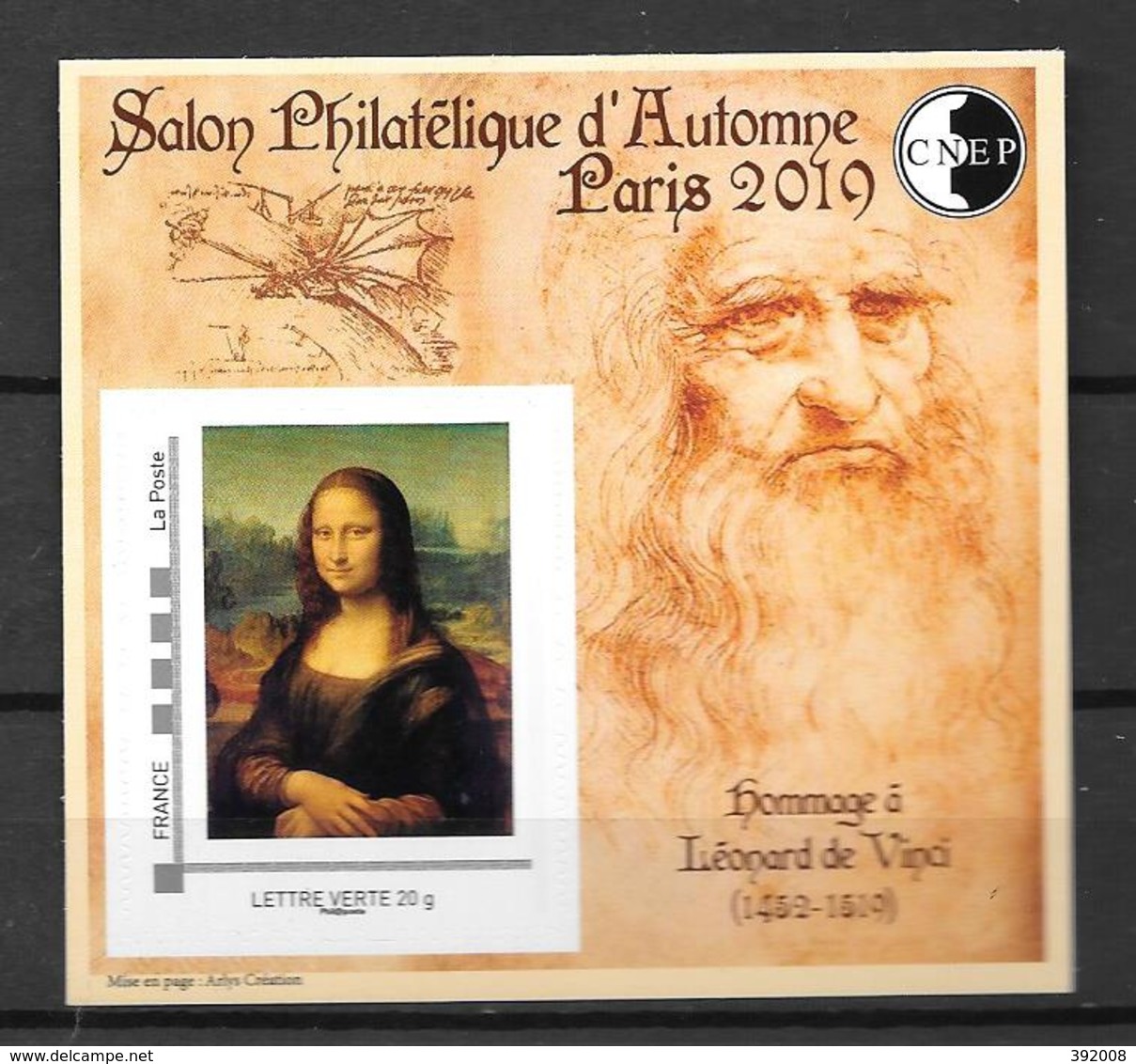 2019- **MNH - Salon Philatélique D'Automne Léonard De Vinci - Mona Lisa - CNEP